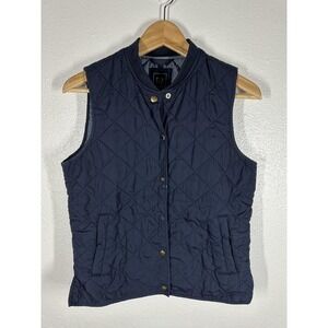 Gap Vest Womens Small Blue Quilted Sleeveless Snap Front Puffer Lightweight